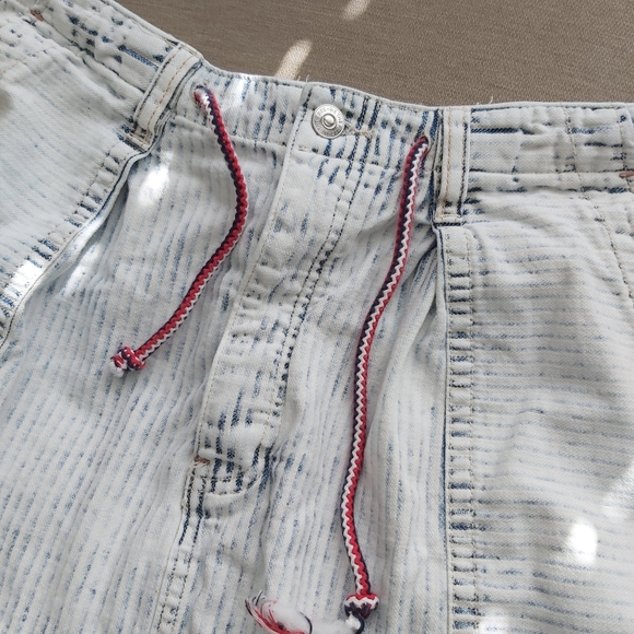 NWOT Free People We The Free Easy Rider Harem jean denim shorts Acid Stripe - Picture 4 of 14